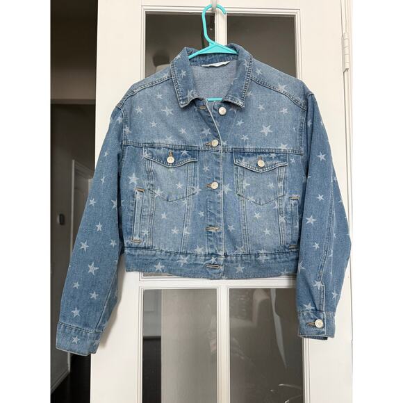 Highway Jeans Jackets & Blazers - Highway Jeans Star Print Cropped Denim Jacket Women’s Medium Blue Jean Coat